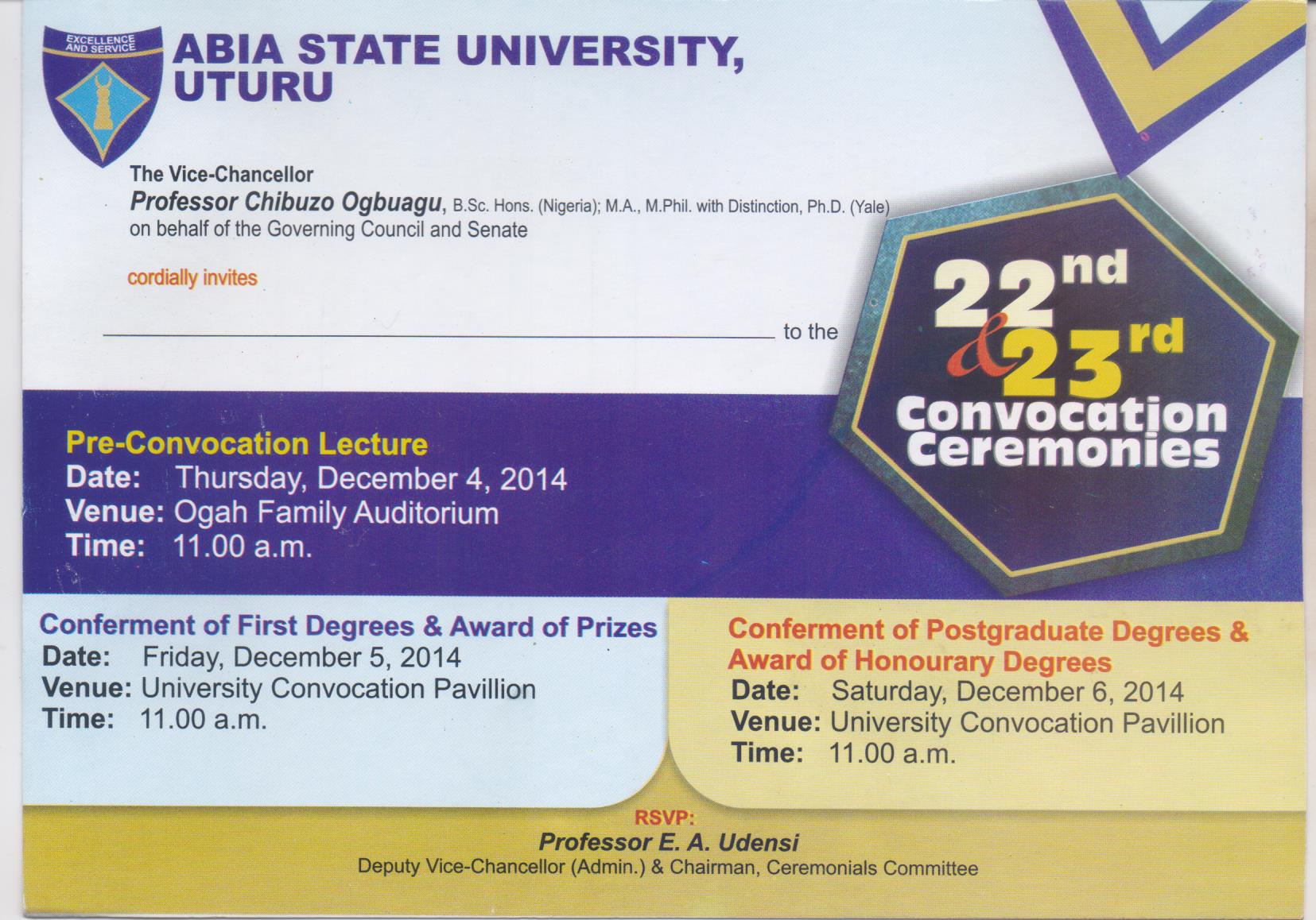 ABSU 22nd & 23rd CONVOCATION CEREMONIES